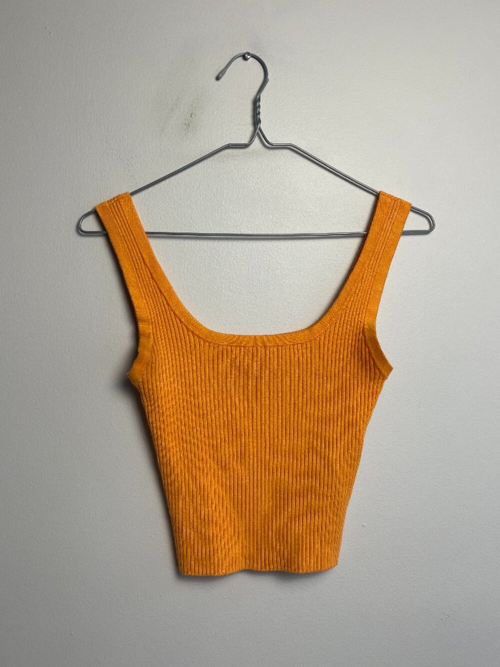 H&M Orange Ribbed Tank Top Scoop Neck Y2K Size S
